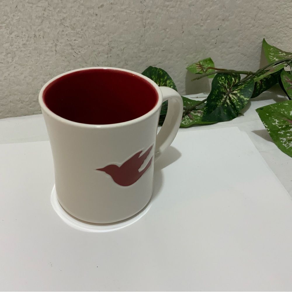 Starbucks 2008 Embossed Red Dove White Coffee/Tea Mug  12 oz